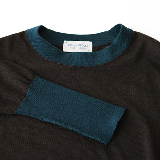 クルーネックニット　ブラウン×グリーン