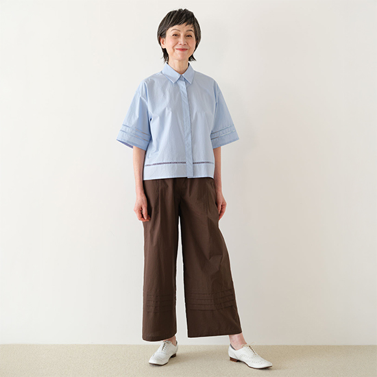 コットンレース半袖シャツ