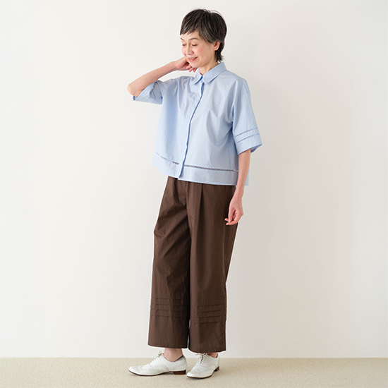 コットンレース半袖シャツ