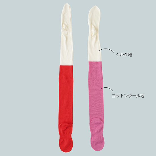 シルクとコットンウールの冷え取りソックス　