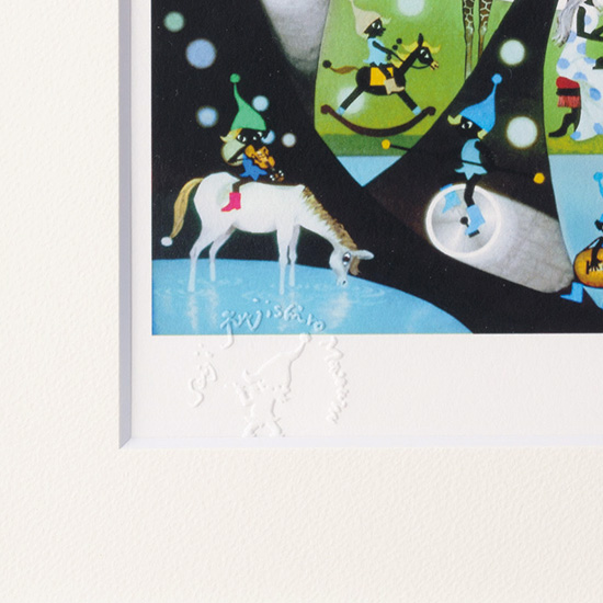 真作■藤城清治 版画 大作 こびとの楽園 キャンバスにジクレー■絵画 レフグラフ 藤城清治ジクレー版画 「こびとの楽園」