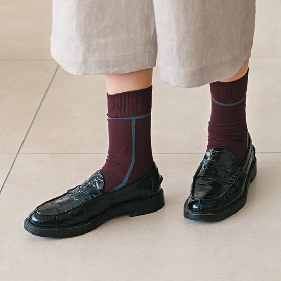 ラインソックス　バーガンディ