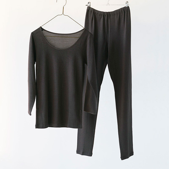 シルクとウールのインナー 8分袖