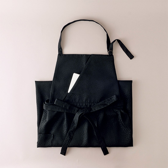 日本製】4L~6L ツイル 黒 茶道お稽古用エプロン127100-28-2 日本製】4L