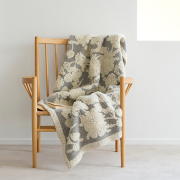 ブランケット  フラワー　グレー