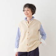 ソフトウール前あきベスト　オフホワイト