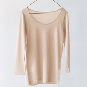 [マリーネ]シルクとウールのインナー ８分袖　ベージュ