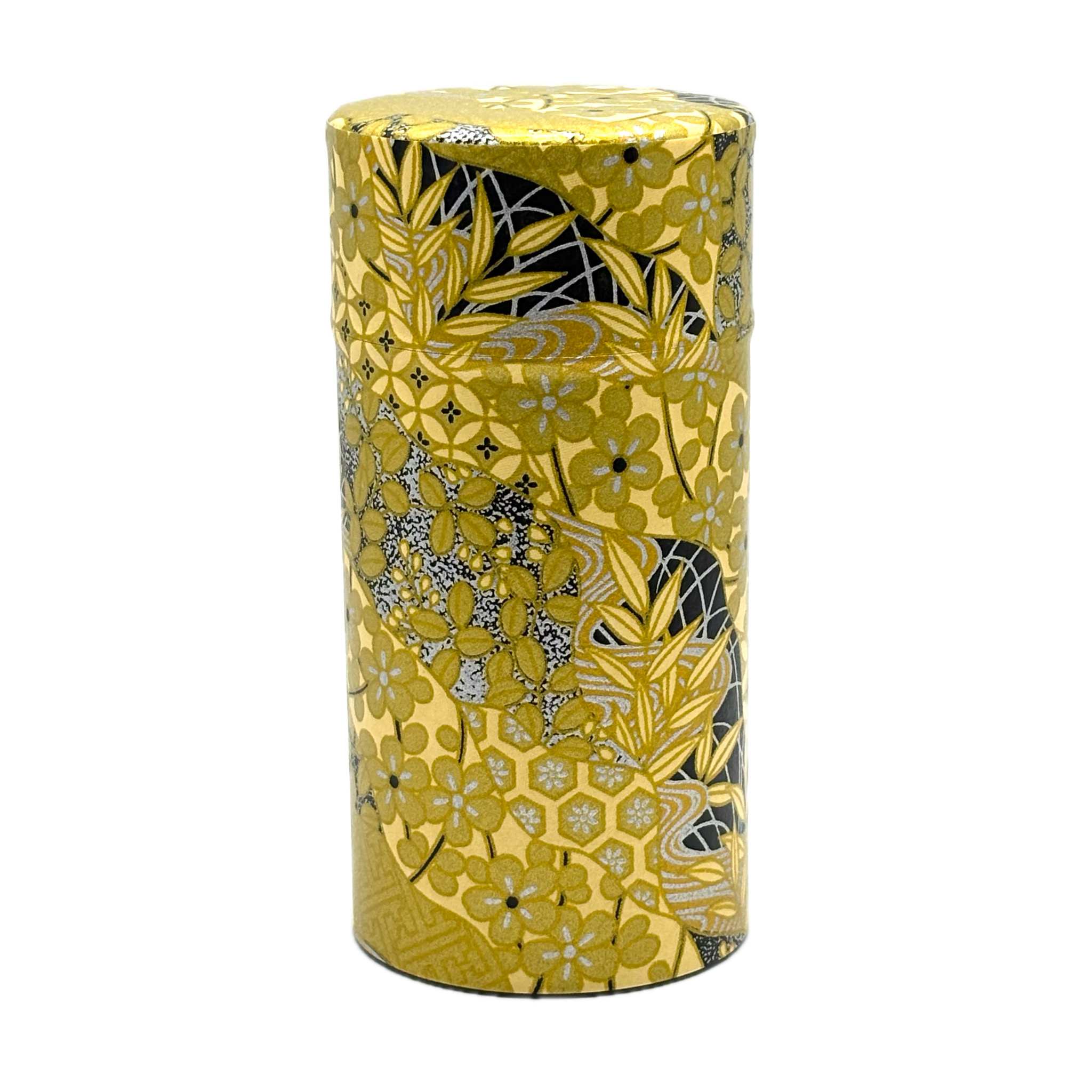 和紙貼り茶筒 200g黄金絵