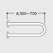 ステンレス樹脂被覆　長さ特注できるP型手すり 　長さ300mm～700mm 　TOTO 　T112CP26-1