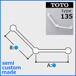 TOTO浴室手すり 135度型（長さ特注250～900mm）｜ Grab Bars for