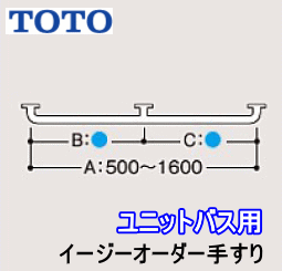 TOTO手すり インテリアバー（UB後付けタイプ）イージーオーダー Ｉ型