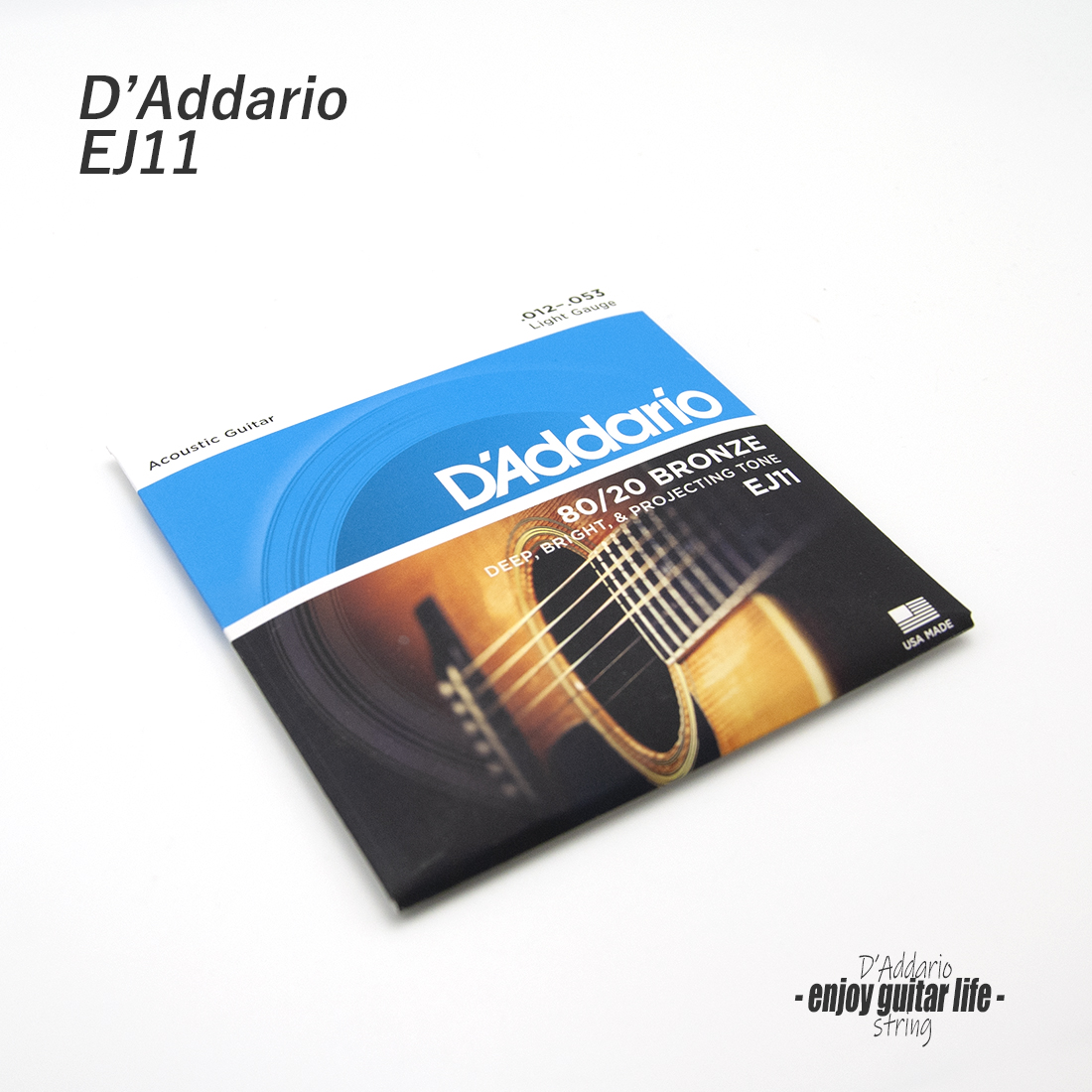 【弦】ダダリオ 80/20ブロンズ EJ11 012-053ライトゲージ 6弦1セット 歯切れ良い 老舗ブランド 演奏系＜送料4セットまで200円ポスト投函＞#0645