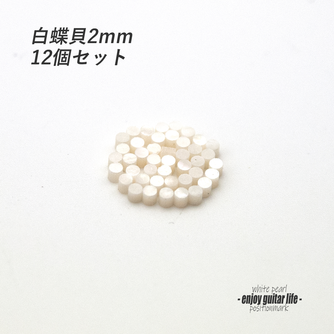 【ポジションマーク】白蝶貝 丸2mm 12個セット 厚さ2mm 装飾系 アクセント クラフト リペア製作系 メンテナンス 修理補修  ＜送料200円ポスト投函＞#6801