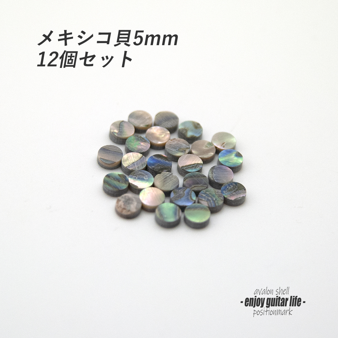 【ポジションマーク】メキシコ貝 丸5mm 12個セット 厚さ2mm 装飾系 アクセント クラフト リペア製作系 メンテナンス 修理補修  ＜送料200円ポスト投函＞#6833