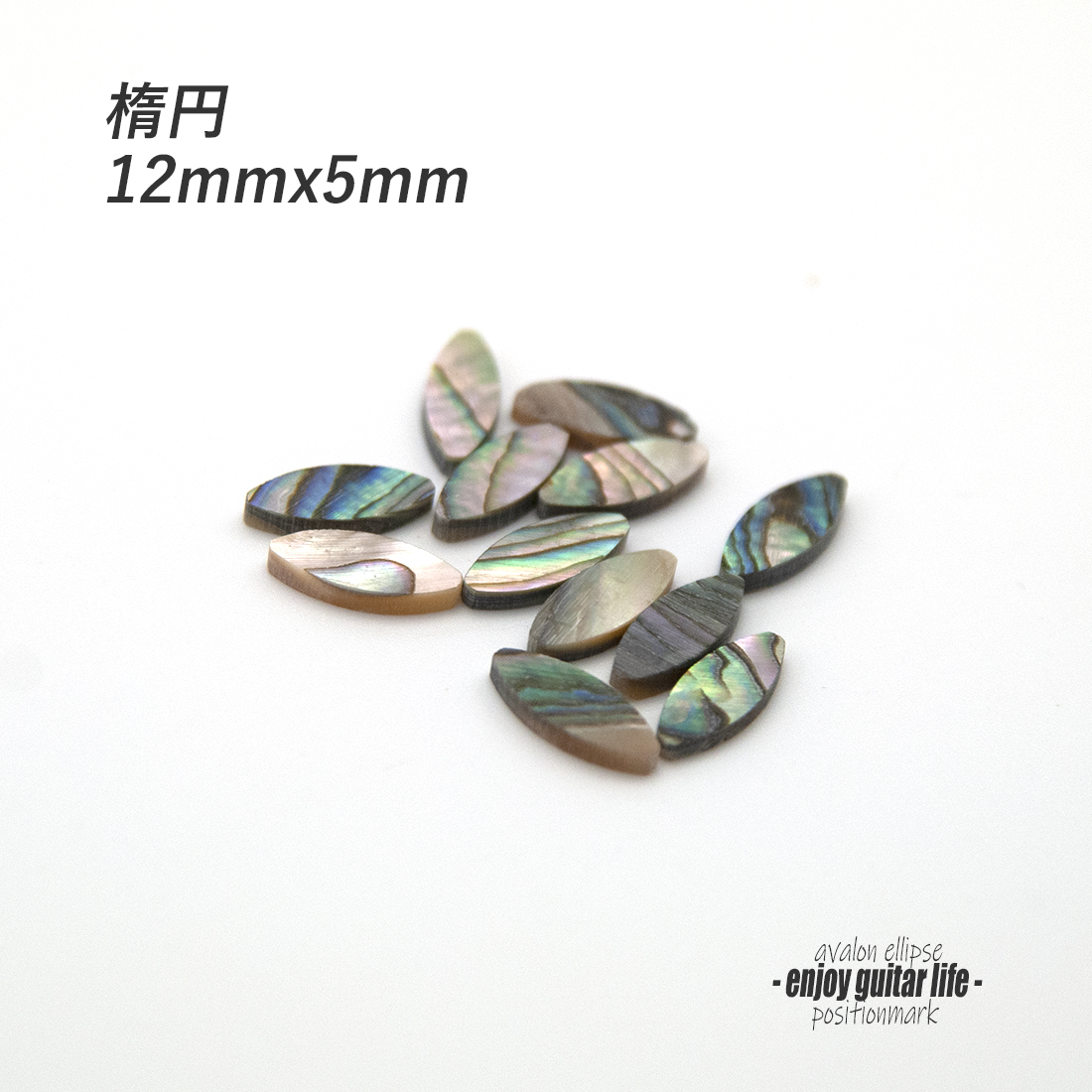 #6844【ポジションマーク】メキシコ貝 楕円 12個セット 厚さ2mm 装飾用 アクセント クラフト リペア製作系 メンテナンス ＜★送料200円ポスト投函＞