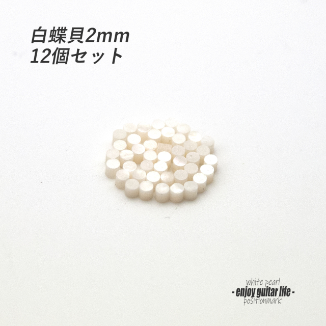 【ポジションマーク】白蝶貝 丸2mm 12個セット 厚さ2mm 装飾系 アクセント クラフト リペア製作系 メンテナンス 修理補修  ＜送料200円ポスト投函＞#6801