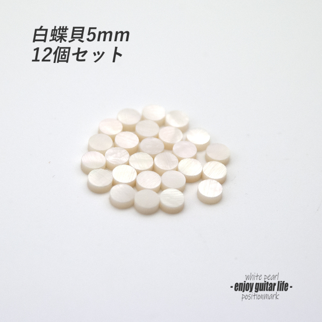 【ポジションマーク】白蝶貝 丸5mm 12個セット 厚さ2mm 装飾系 アクセント クラフト リペア製作系 メンテナンス 修理補修  ＜送料200円ポスト投函＞#6804