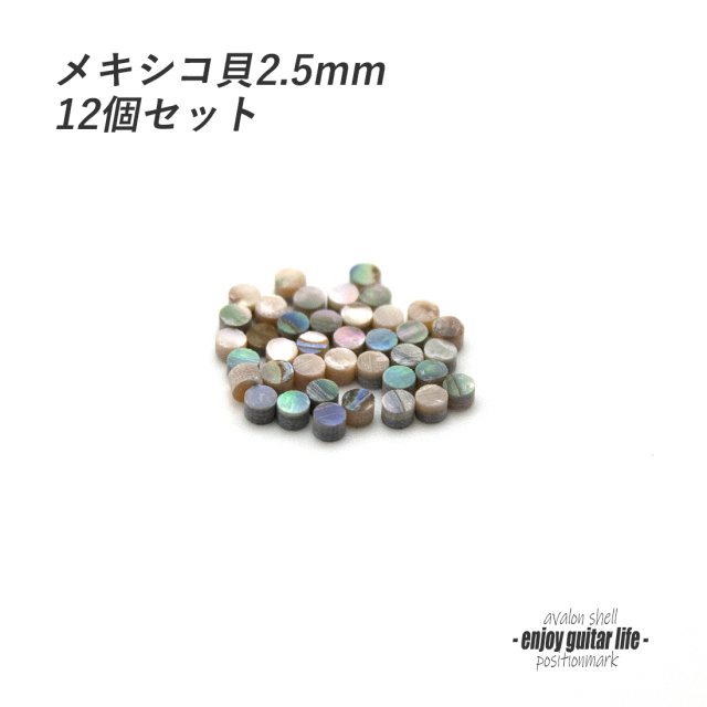 【ポジションマーク】サイドポジション メキシコ貝 2.5ｍｍ丸 12個セット 厚さ2mm 装飾用 アクセント クラフト オリジナル リペア製作系 メンテナンス ＜送料200円ポスト投函＞#6865