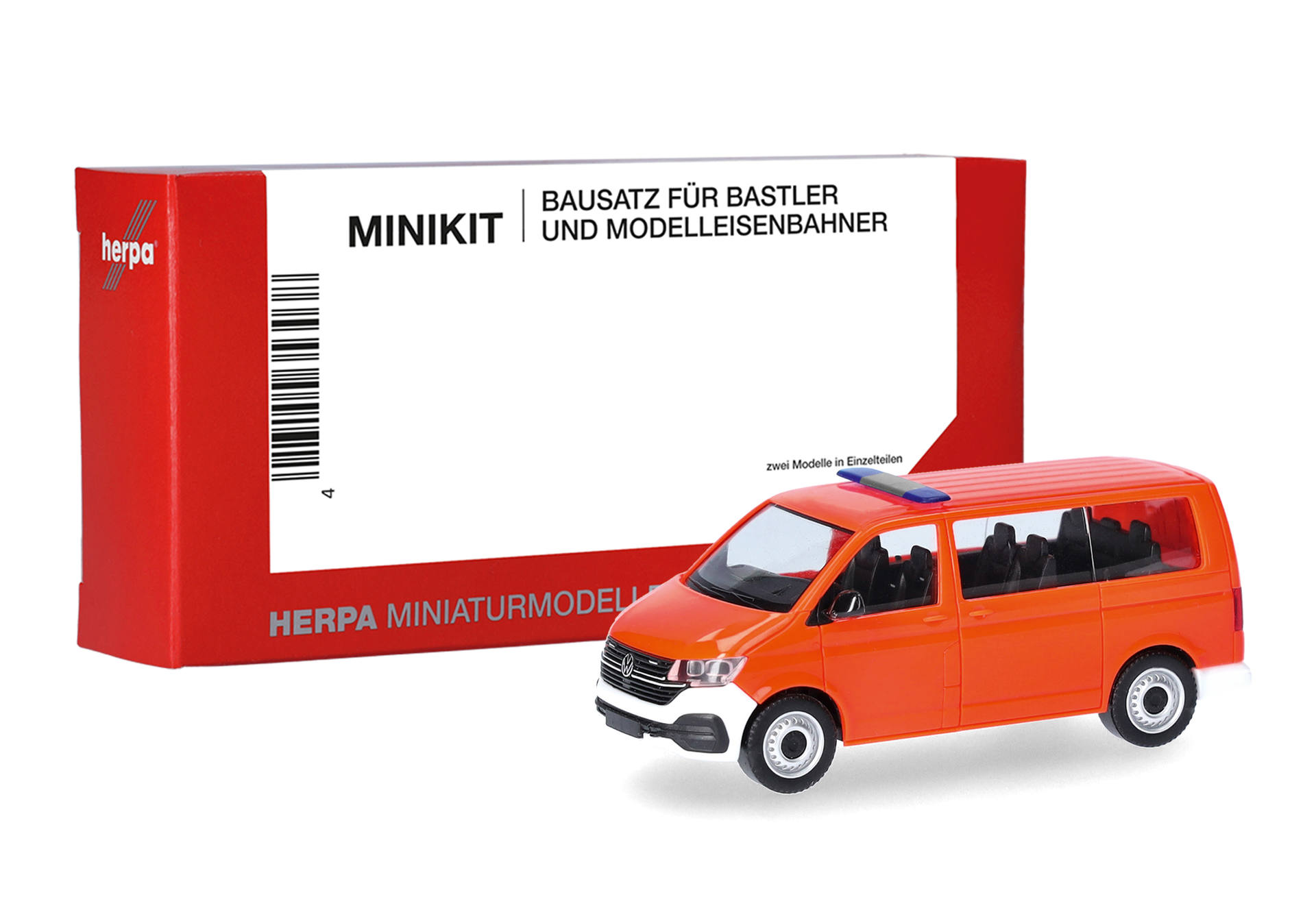 [予約]herpa Cars&Trucks 1/87 (プラスチック製) ミニキット フォルクスワーゲン T6.1 バス (リアフラップ閉) デイライトレッド