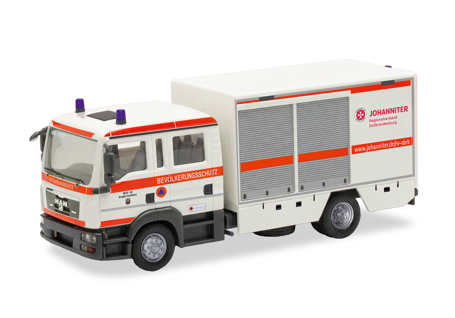 [予約]herpa Cars&Trucks 1/87 (プラスチック製) MAN TGL 08 GW-SAN 医療装備車両 "ヨハニター・コトブス/市民保護"