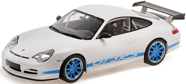 [予約]MINICHAMPS(ミニチャンプス) 1/18 (ダイキャスト製) ポルシェ 911 GT3 RS 2002 ホワイト/ブルーストライプ ※再受注