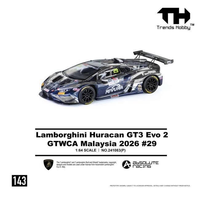 [予約]Trends Hobby 1/64 (ダイキャスト製) Lamborghini Huracan GT3 EVO GTWCA Malaysia 2026 #29