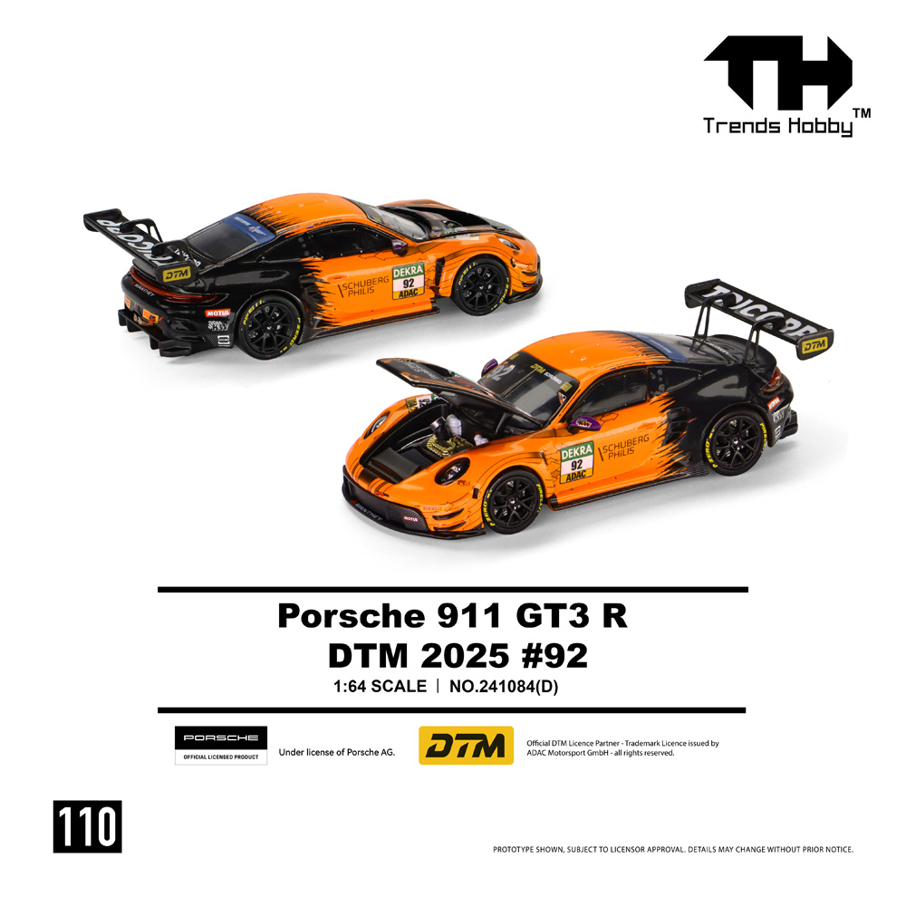 [予約]Trends Hobby 1/64 (ダイキャスト製) Porsche 911 GT3 R DTM 2025 No.92