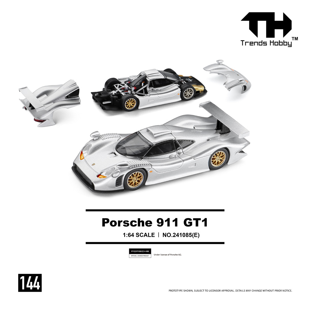 [予約]Trends Hobby 1/64 (ダイキャスト製) Porsche 911 GT1 1998 シルバー