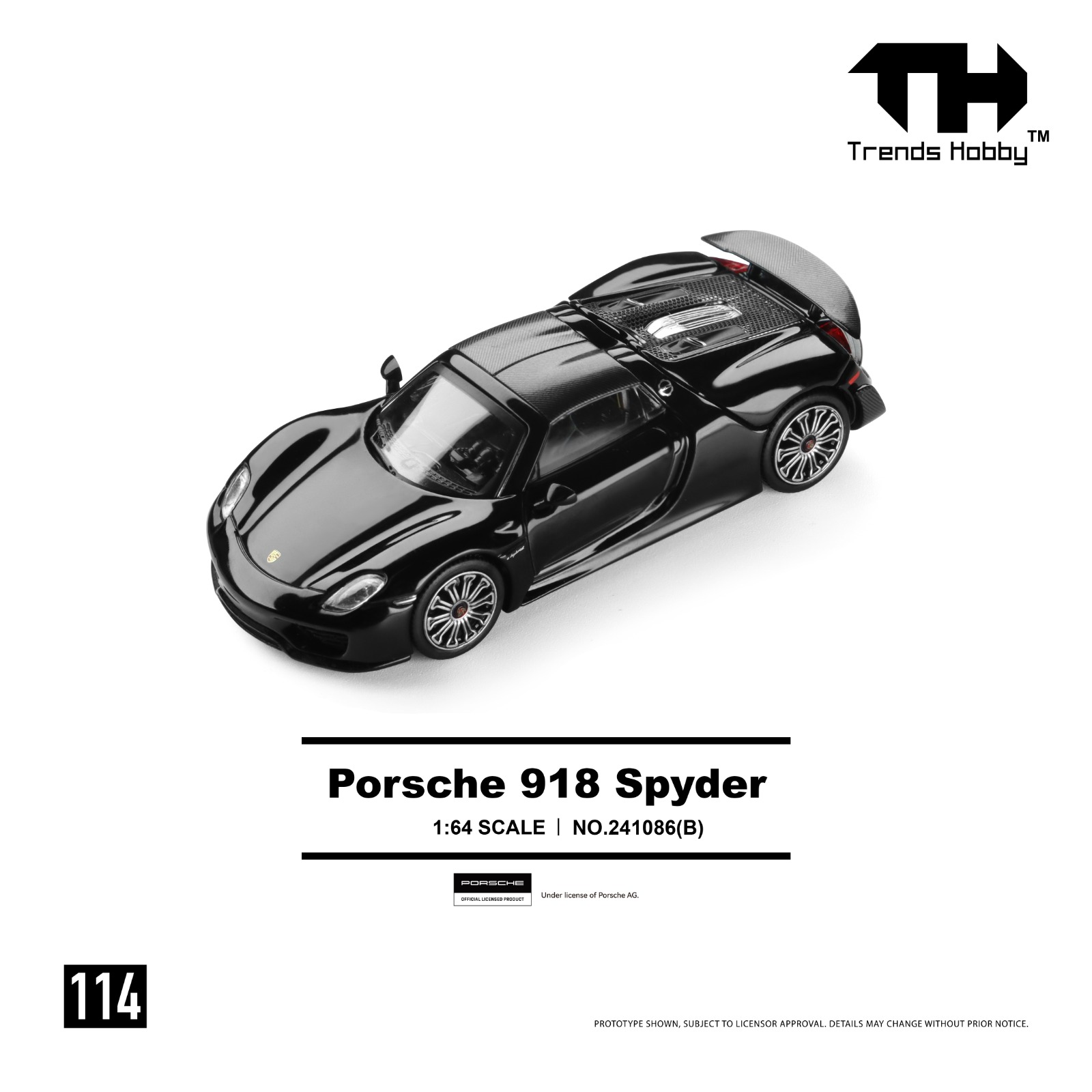 [予約]Trends Hobby 1/64 (ダイキャスト製) Porsche 918 Spyder ブラック