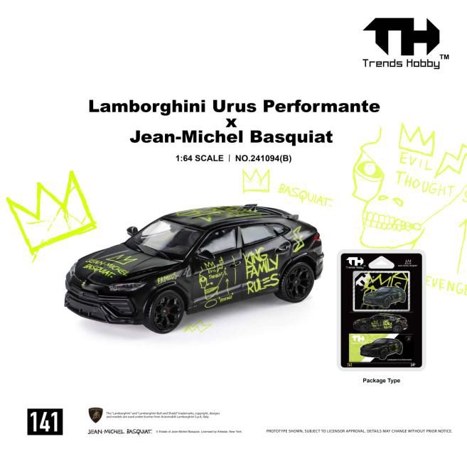 [予約]Trends Hobby 1/64 (ダイキャスト製) Lamborghini Urus Performante x Basquiat マットブラック