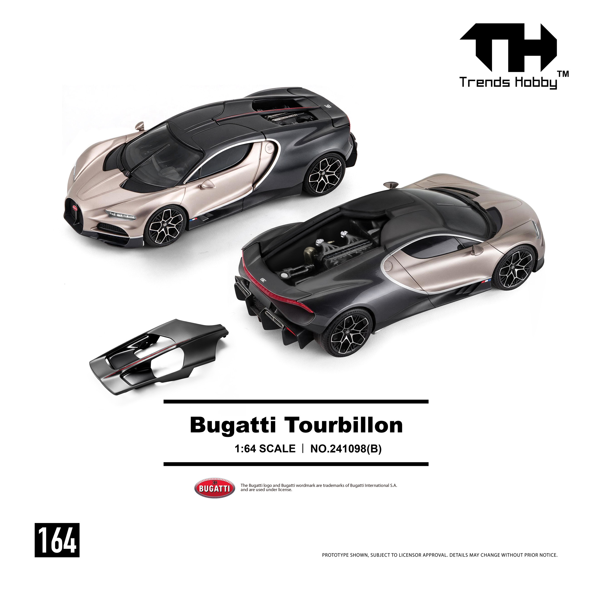 [予約]Trends Hobby 1/64 (ダイキャスト製) Bugatti Tourbillon ドレ(ゴールド)