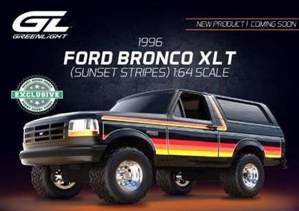 [予約]グリーンライト 1/64 (ダイキャスト製) 1996 Ford Bronco XLT - Sunset Stripes