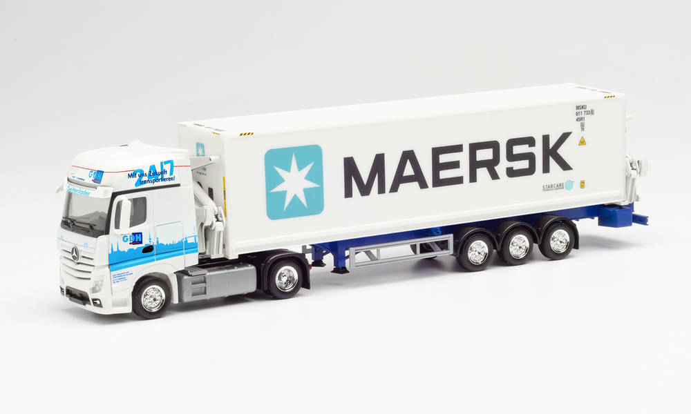 herpa Cars&Trucks 1/87 メルセデスベンツ アクトロス  Gigaspace Hammar コンテナ サイドローダートレーラー  "GDH/Maersk"