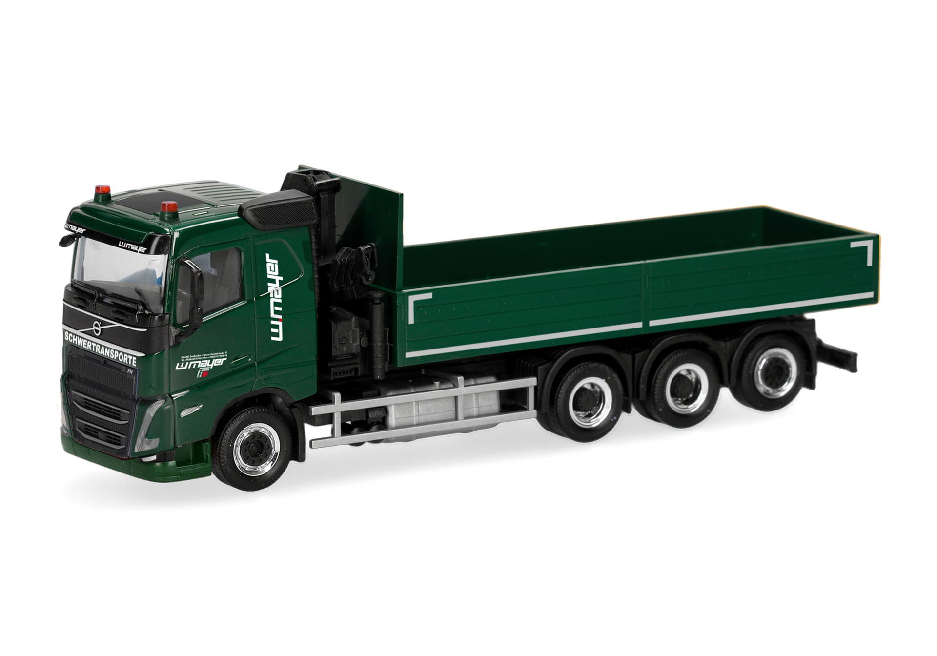 [予約]herpa Cars&Trucks 1/87 (プラスチック製) ボルボ FH 2020 フラットルーフ フラットベッドトレーラー 4軸 ローディングクレーン付 "Mayer Zweibr?cken"