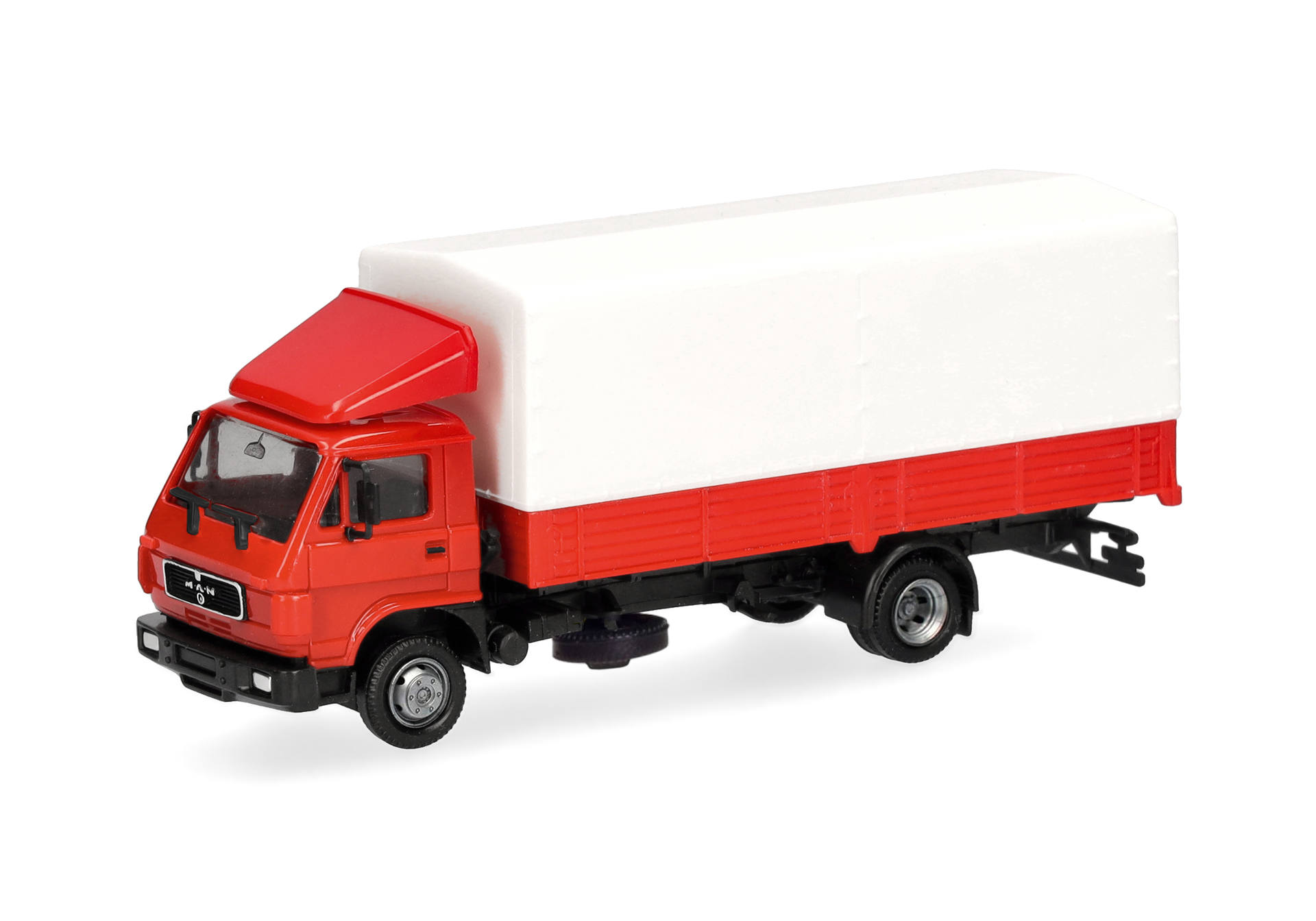 [予約]herpa Cars&Trucks 1/87 (プラスチック製) MAN G90 ターポリントレーラー トラック レッド/ホワイト