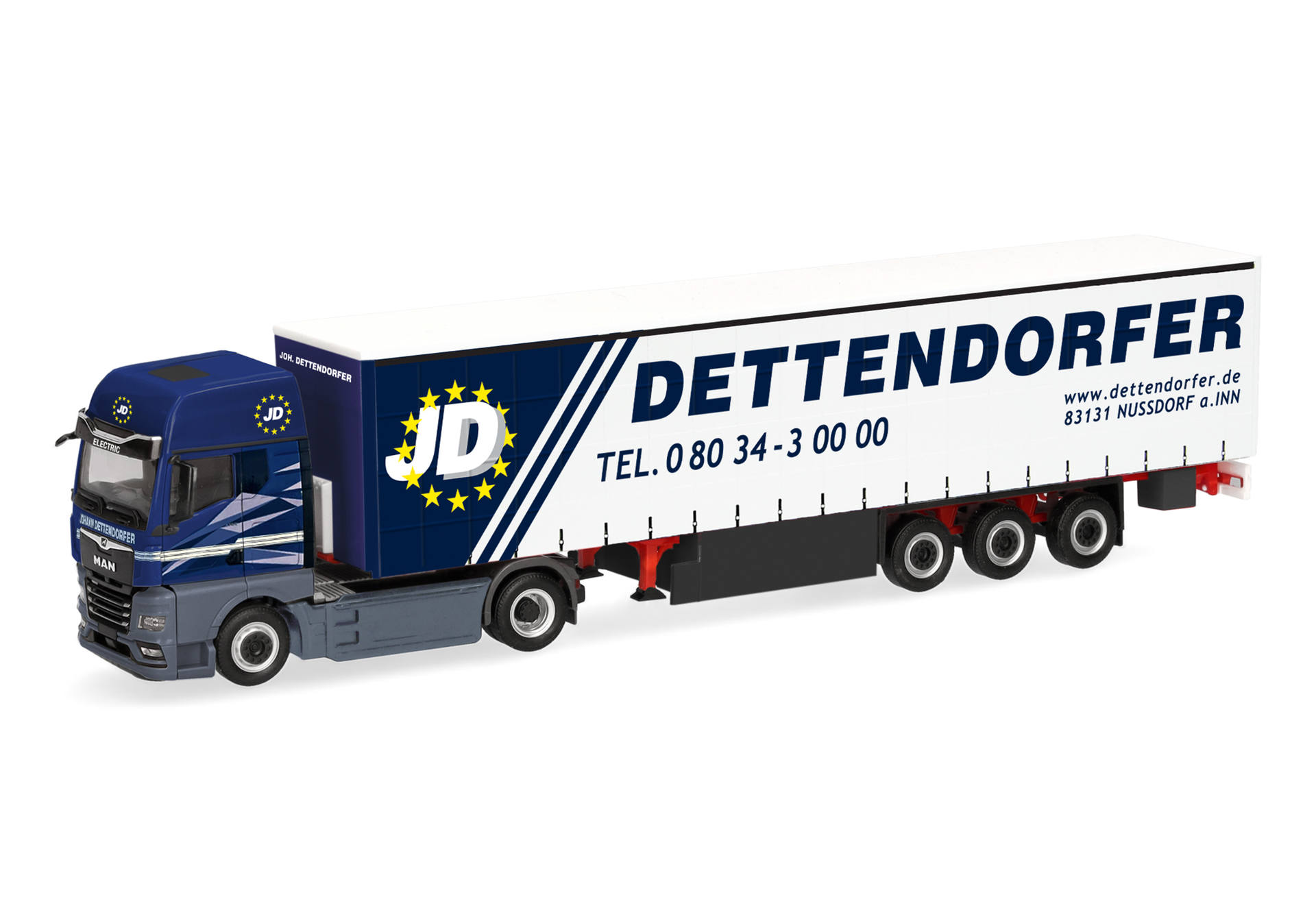 [予約]herpa Cars&Trucks 1/87 (プラスチック製)  MAN eTGX GX カーテンキャンバスセミトレーラー "Dettendorfer"
