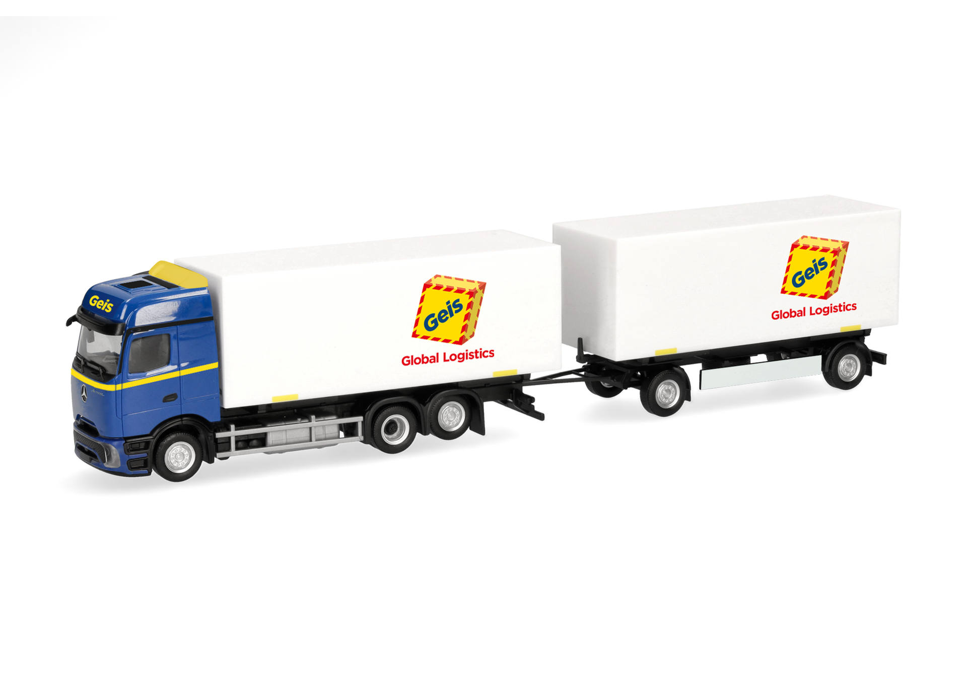 [予約]herpa Cars&Trucks 1/87 (プラスチック製) メルセデスベンツ アクトロス L プロキャビン ビッグスペース 交換式ボックストレーラー "Geis"