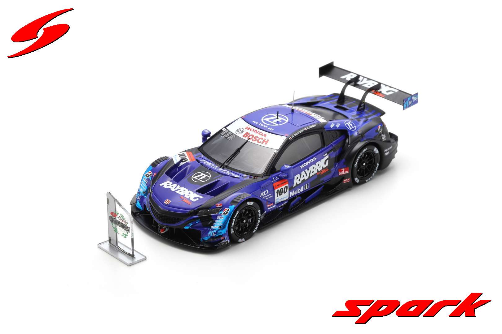 Spark (スパーク) 1/43 (レジン製) RAYBRIG NSX-GT No.100 TEAM KUNIMITSU GT500 SUPER GT 2020／with CHAMPION BOARD Naoki Yamamoto／Tadasuke Makino