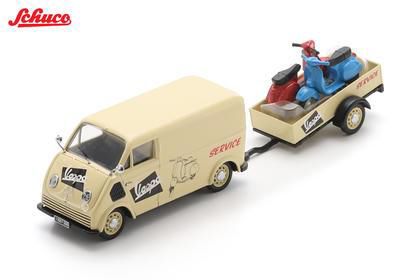 [予約]Schuco(シュコー) 1/43 (レジン製) 1952 DKW Schnelllaster with trailer and 2x Vespa "Vespa Service"