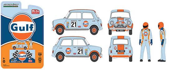 予約 グリーンライト 1 64 1967 オースチン ミニ クーパー Gulf W ドライバーフィギュア ガリバー