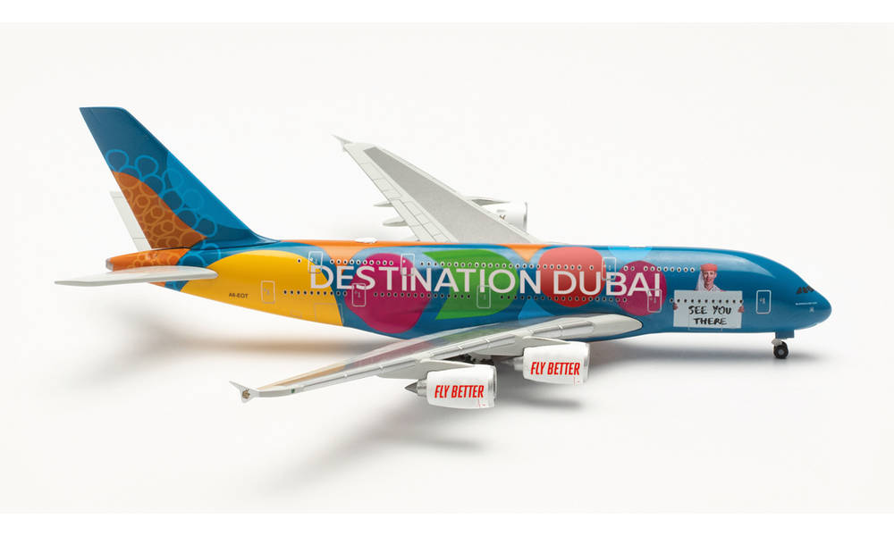 herpa wings 1/500 (ダイキャスト製) A380 エミレーツ航空 “Destination Dubai” A6-EOT