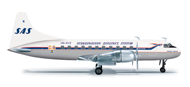 SAS  スカンジナビア航空 　金属製モデルプレーン herpa wings 1/200 CV-440 SASスカンジナビア航空 LN-KLE ガリバー
