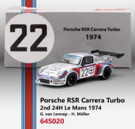 [予約]Spark(スパーク) 1/64 (ダイキャスト製) Porsche RSR Carrera Turbo No.22 2nd 24H Le Mans 1974    G.van Lennep／H.Muller