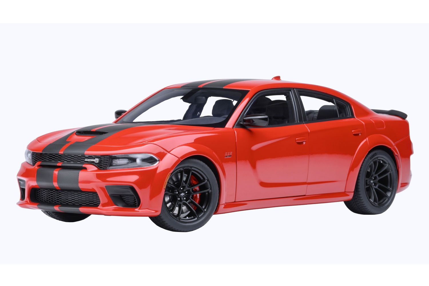 [予約]AUTOart (オートアート) コンポジットダイキャストモデル 1/18 (ダイキャスト製) ダッジ チャージャー スキャットパック ワイドボディ （レッド／カーボンブラック・ストライプ ＜TORRED＞）