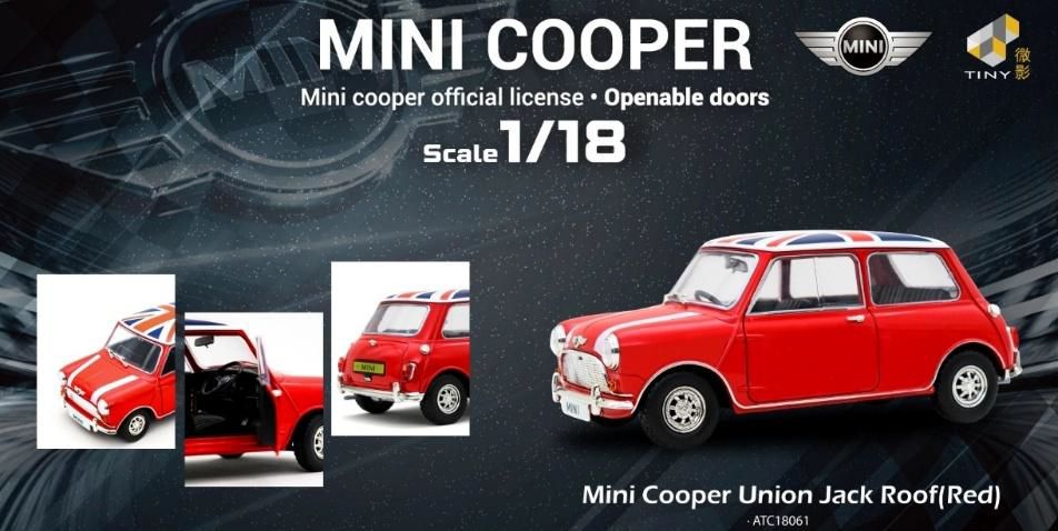 TINY(タイニー) 1/18 (ダイキャスト製) Tiny ミニ クーパー レッド ユニオンジャック ルーフ