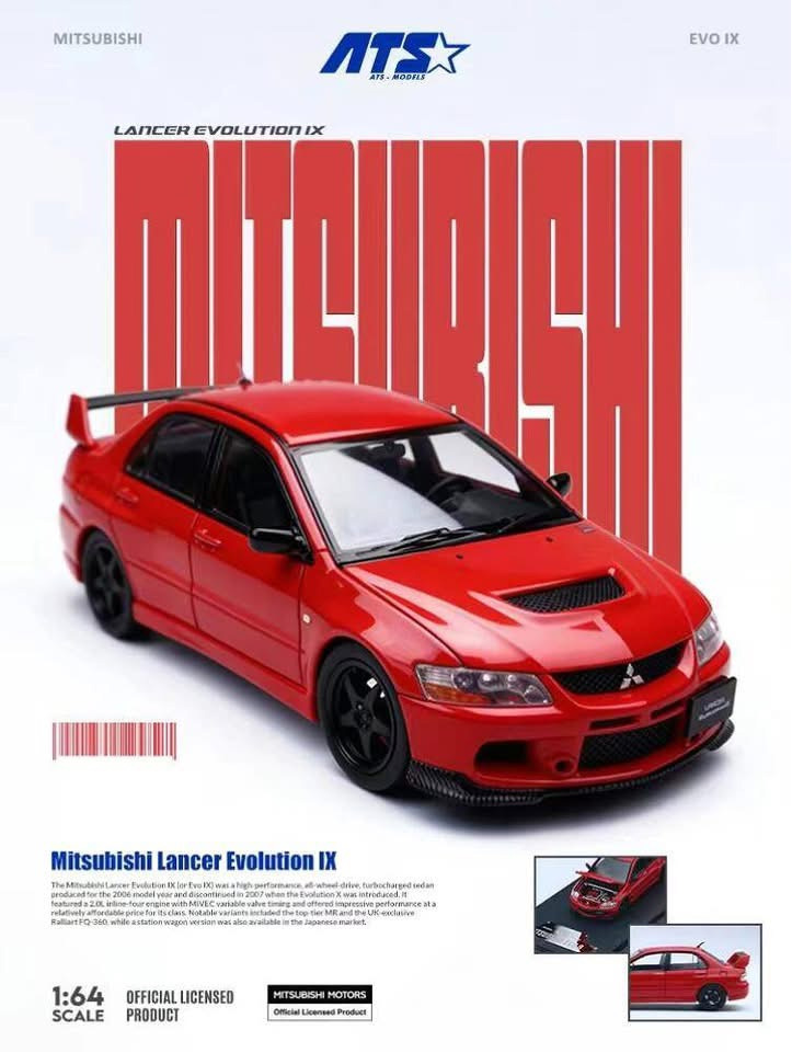 [予約]ATS MODELS 1/64 (ダイキャスト製) 三菱ランサー EVOLUTION IX レッド