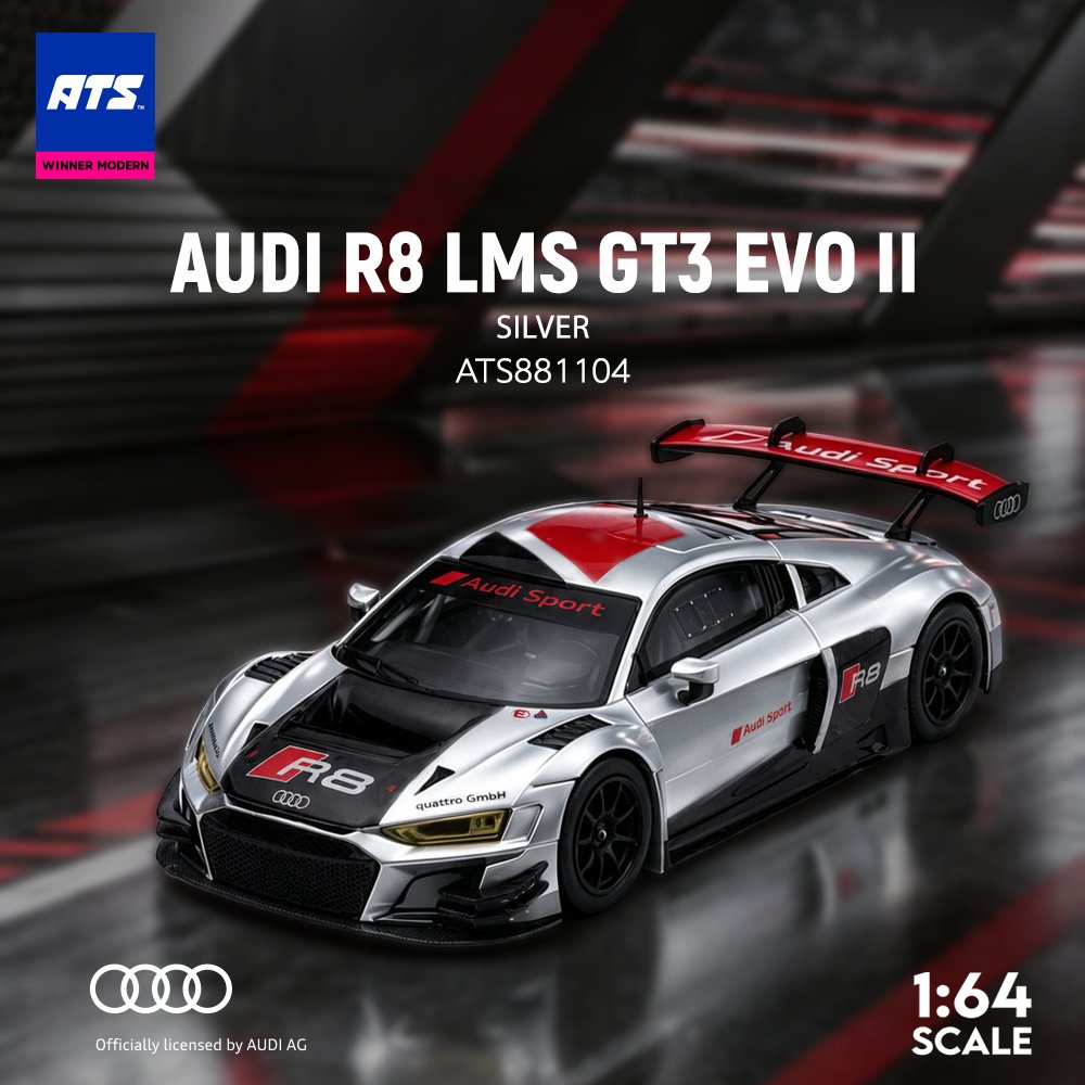 [予約]ATS MODELS 1/64 (ダイキャスト製) AUDI R8 LMS GT3 EVO II シルバー