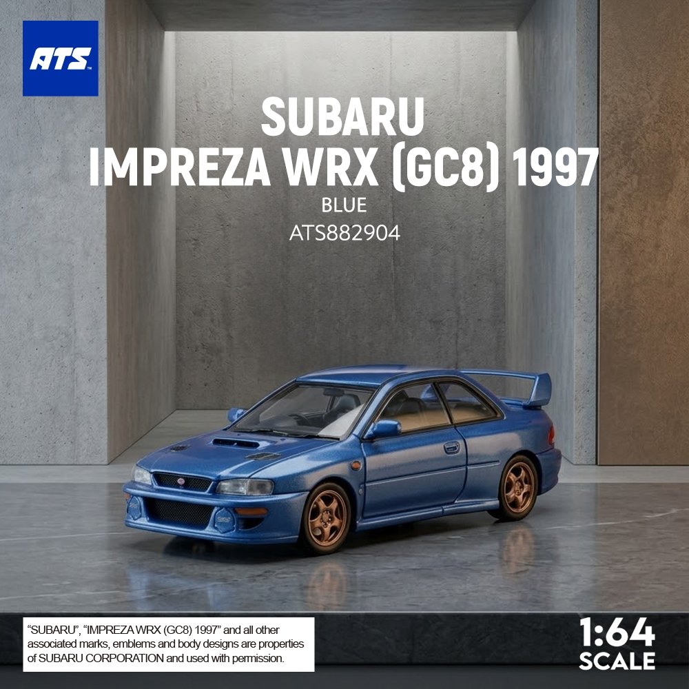 [予約]ATS MODELS 1/64 (ダイキャスト製) SUBARU IMPREZA WRX （GC8）1997 ブルー
