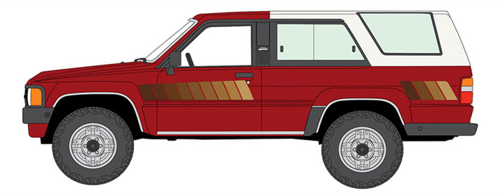 [予約]オートワールド 1/64 (ダイキャスト製) 1984 トヨタ 4ランナー ワインレッド/ホワイトトップ ※並行輸入