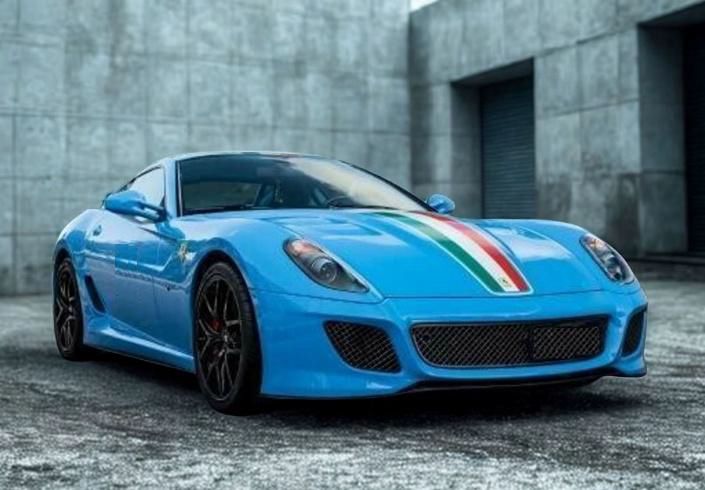 [予約]BBR MODELS 1/18 (レジン製) Ferrari 599 GTO 2010 - made in Italy Baby Blu with Italian stripe ※ケース付